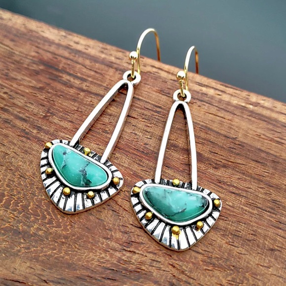 Jewelry - Vintage Style Tribal Triangle Water Drop Earrings